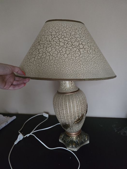 Lampa ceramiczna duża abażur marmurkowa