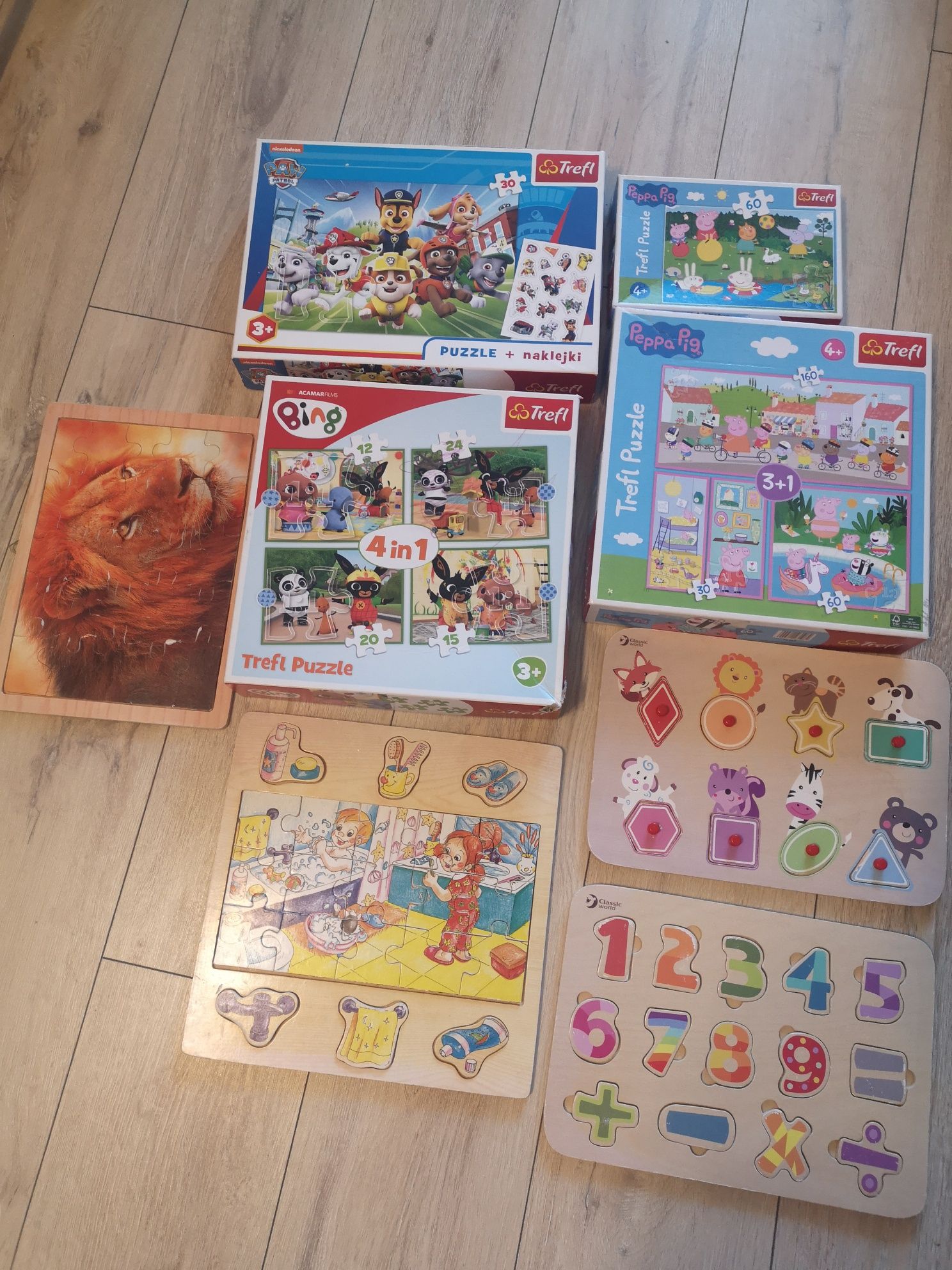 Mega zestaw puzzle drewno montessori