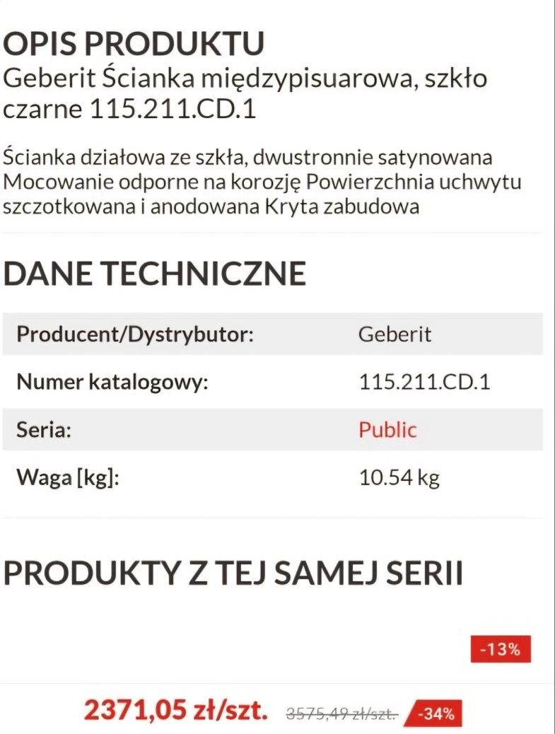 2 sztuki. Geberit ścianka międzypisuarowa, szkło czarne, 115.211.CD.1