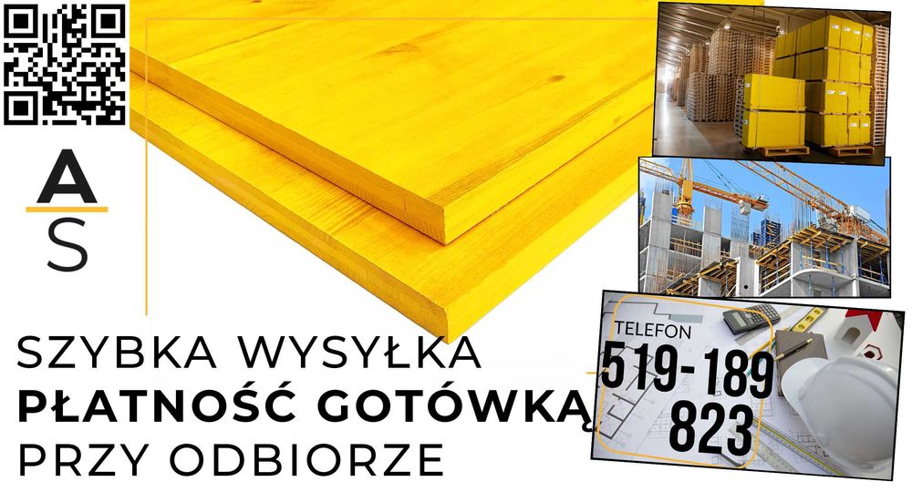 Sklejka Blat płyta szalunkowa żółta trójwarstwowa 500x2000x21mm NOWE