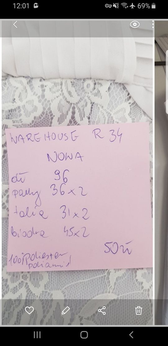 Warehouse sukienka Biała r xs