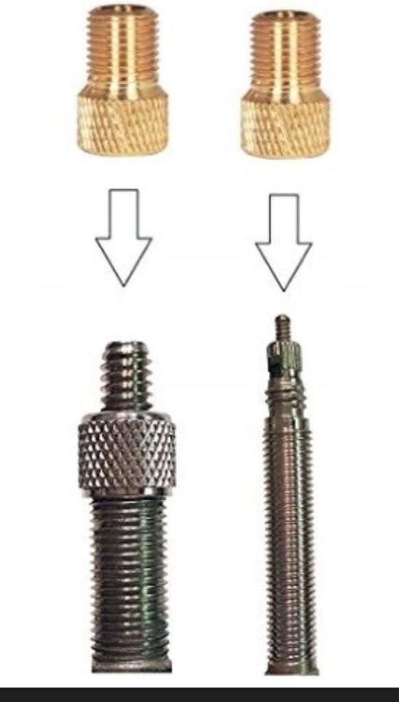 Adapter do dętki z wentylem Presta i Dunlop do pompki rowerowej.