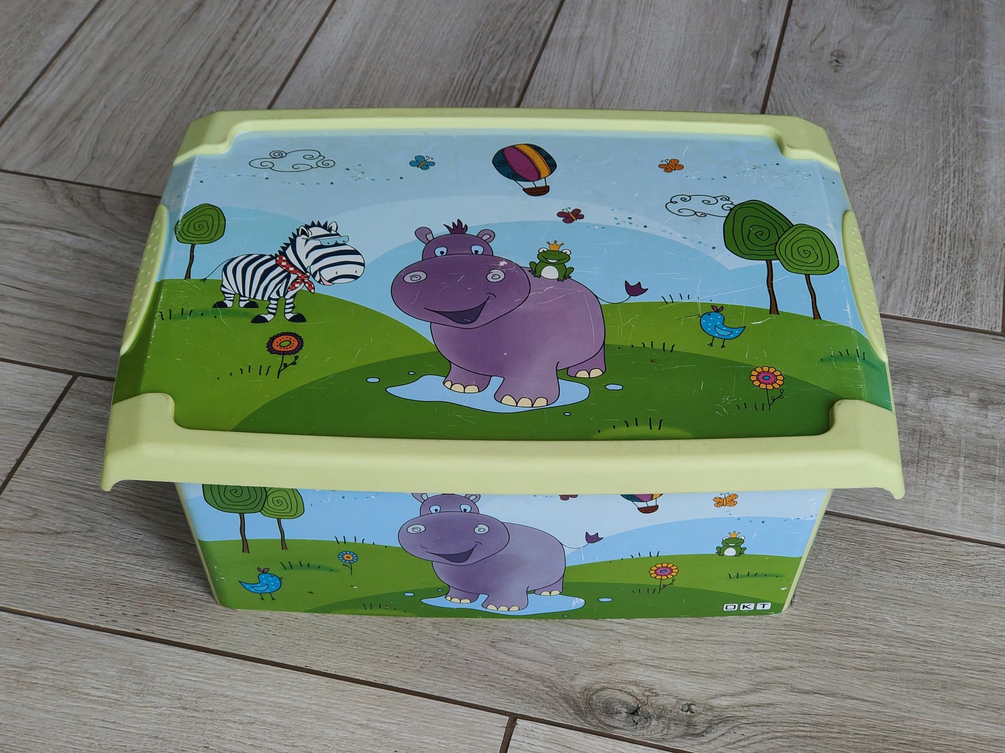 Skrzynka/pojemnik z pokrywą z motywem safari Hipopotam i Zebra
