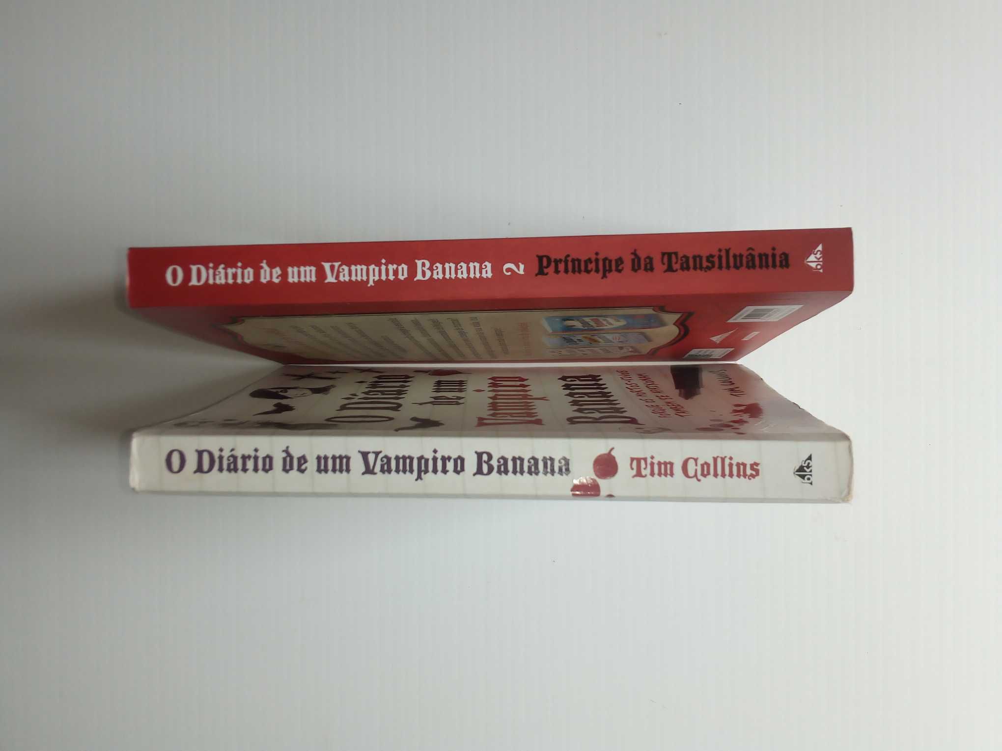 Livros "O Diário de um Vampiro Banana", de Tim Collins, vols. 1 e 2