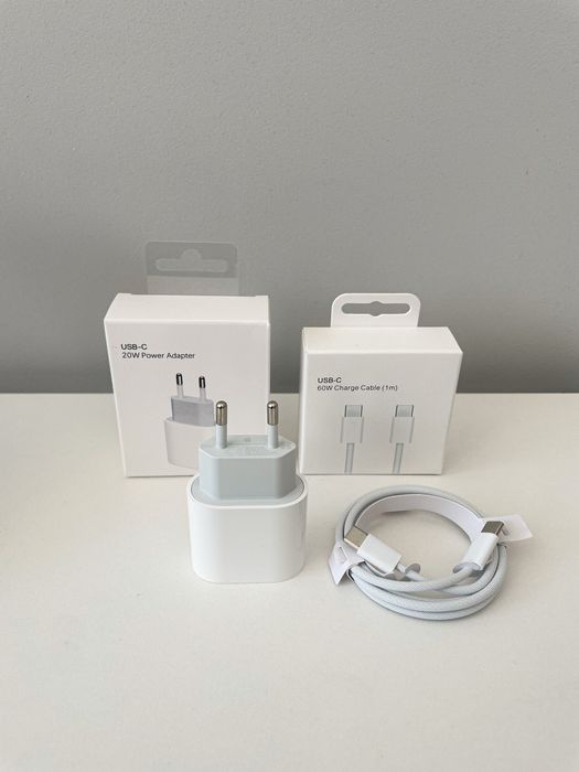 Zestaw iPhone: Ładowarka Apple + Kabel USB-C - NOWY