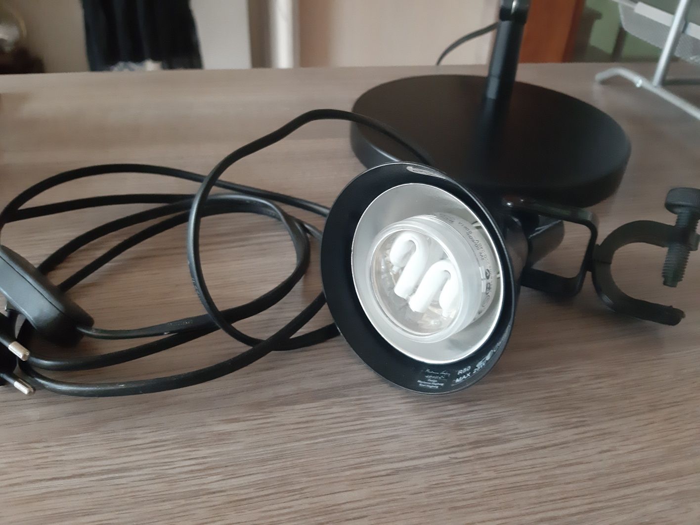 Lampa lampka R50 Max 25 W projekt ikea przyczepiana 12 cm dł czarna