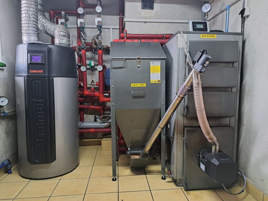 Układ podający pellet do pieca kotła Kipi 10 kW Rotary Kosz sterownik