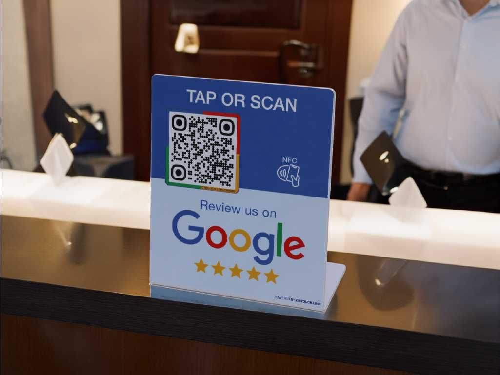 Placa Inteligente para solicitar avaliações com página de link QRTouch