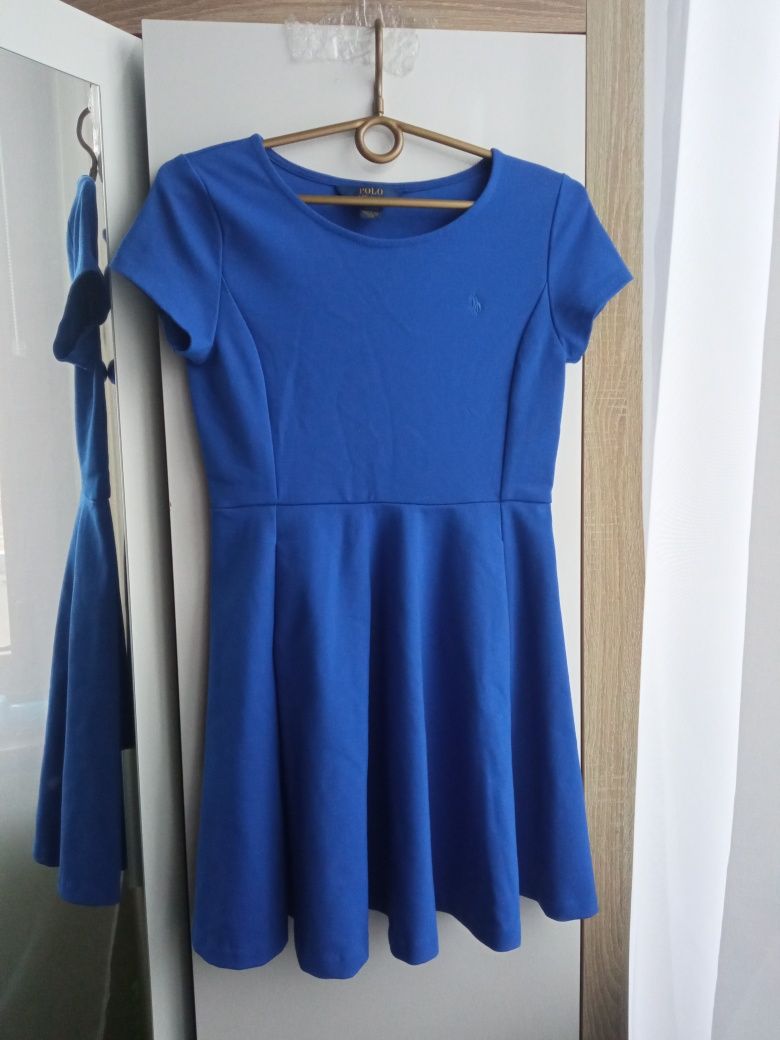 Polo Ralph Lauren piękna dziewczęca sukienka niebieska 12-14 L