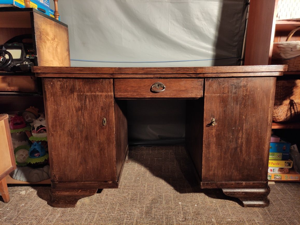 Piękne stare antyczne drewniane biurko vintage / antyk