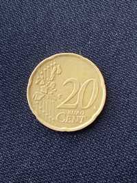 Moeda rara Italiana 20 Euro Cent ano 2002
