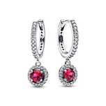 Brincos Argolas Red Round Sparkling Encarnado Pandora Prata 925 Novo!
