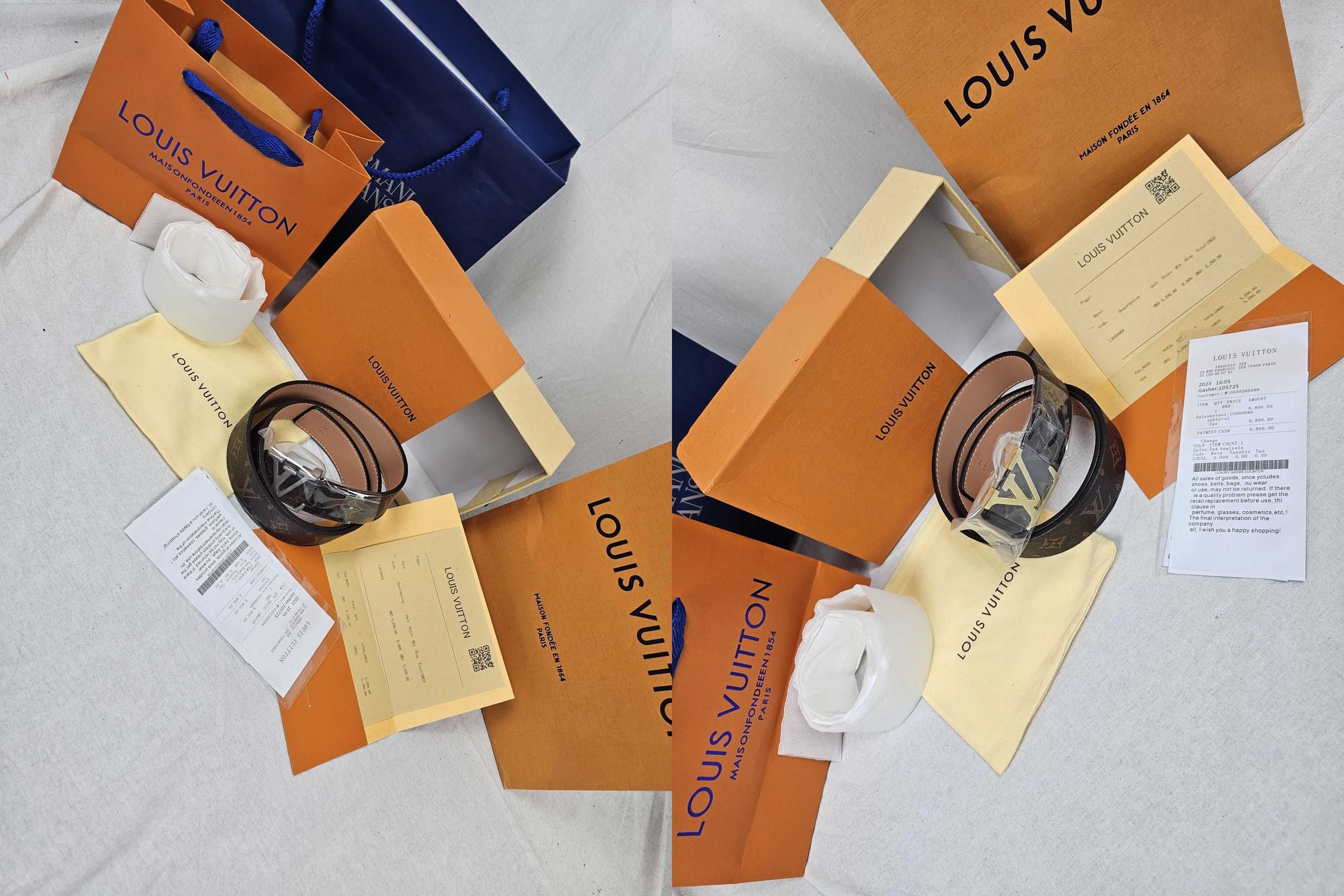 Pasek unisex Louis Vuitton komplet z pudełkiem i torebka nowe logowane