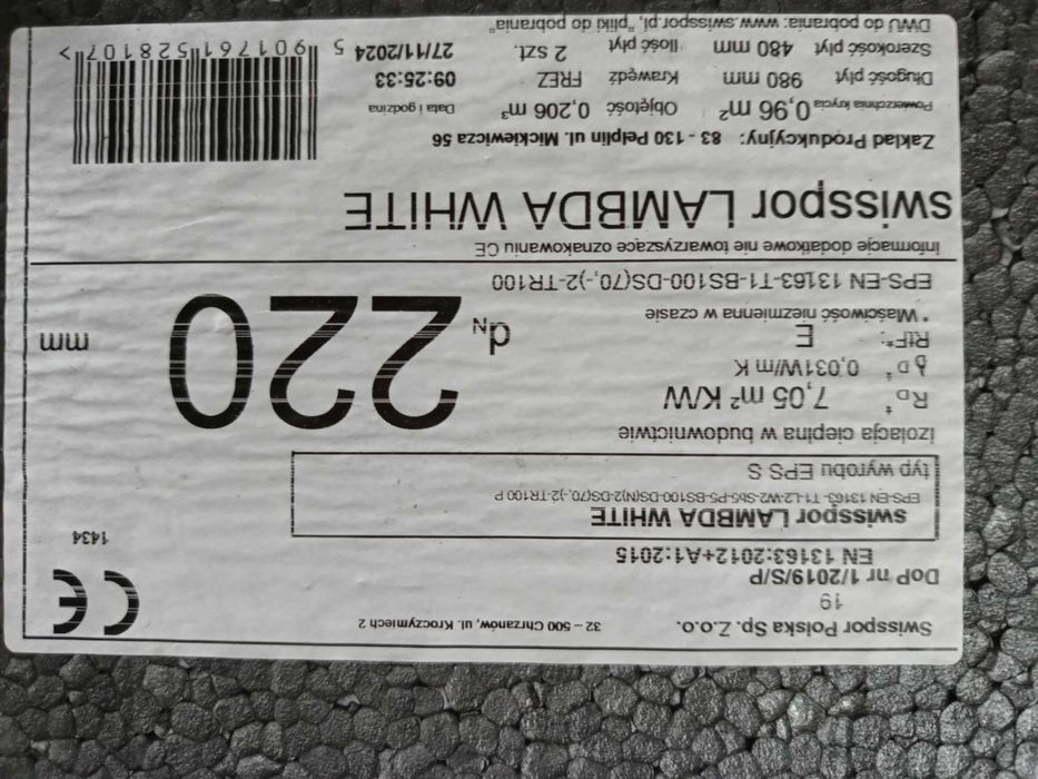 Styropian 22cm Swisspor Lambda White Fasada 031, frezowany