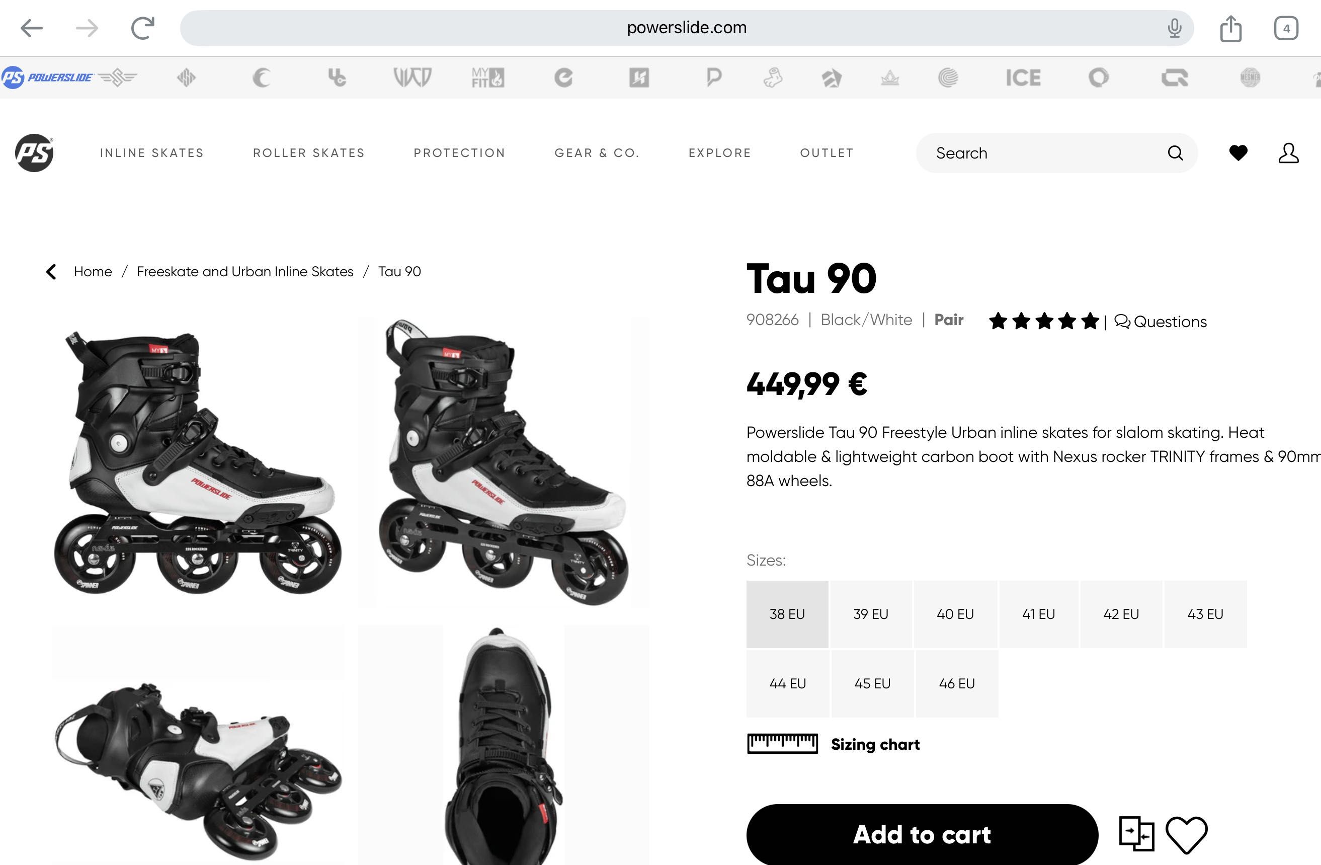 Never Used Powerslide Tau 90 size 44 cost 450 Euros new