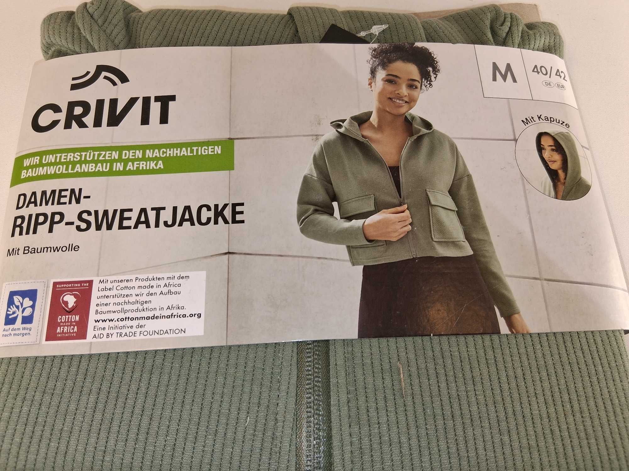 A265 Crivit Damska Bluza Dresowa Z Kapturem Bawełna Rozmiar M 40/42