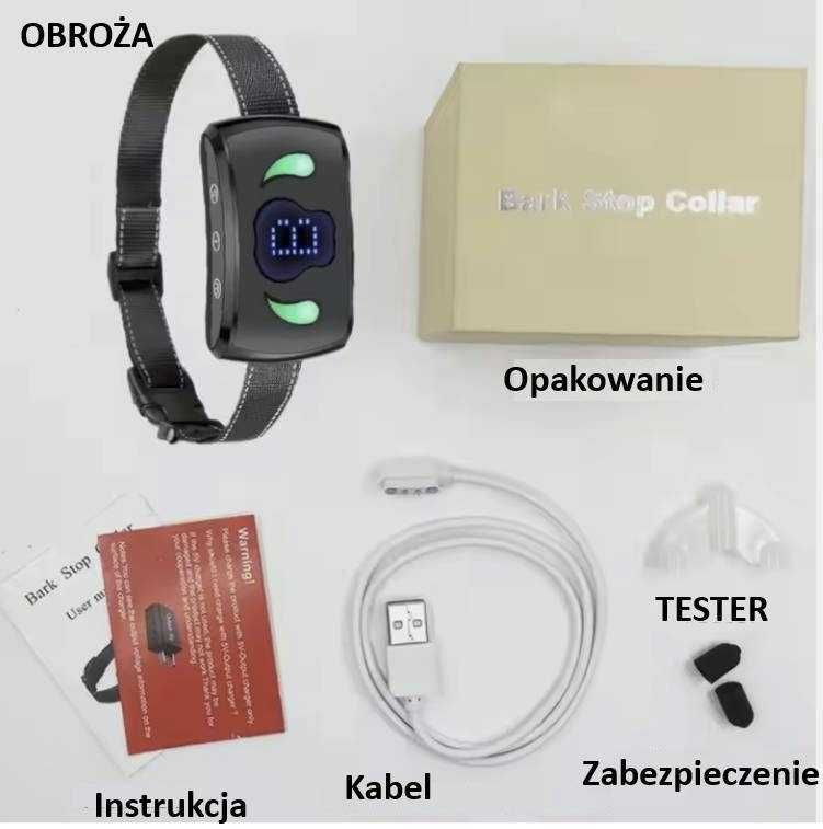 Obroża dla psa materiałowa uspokajająca treningowa antyszczekowa