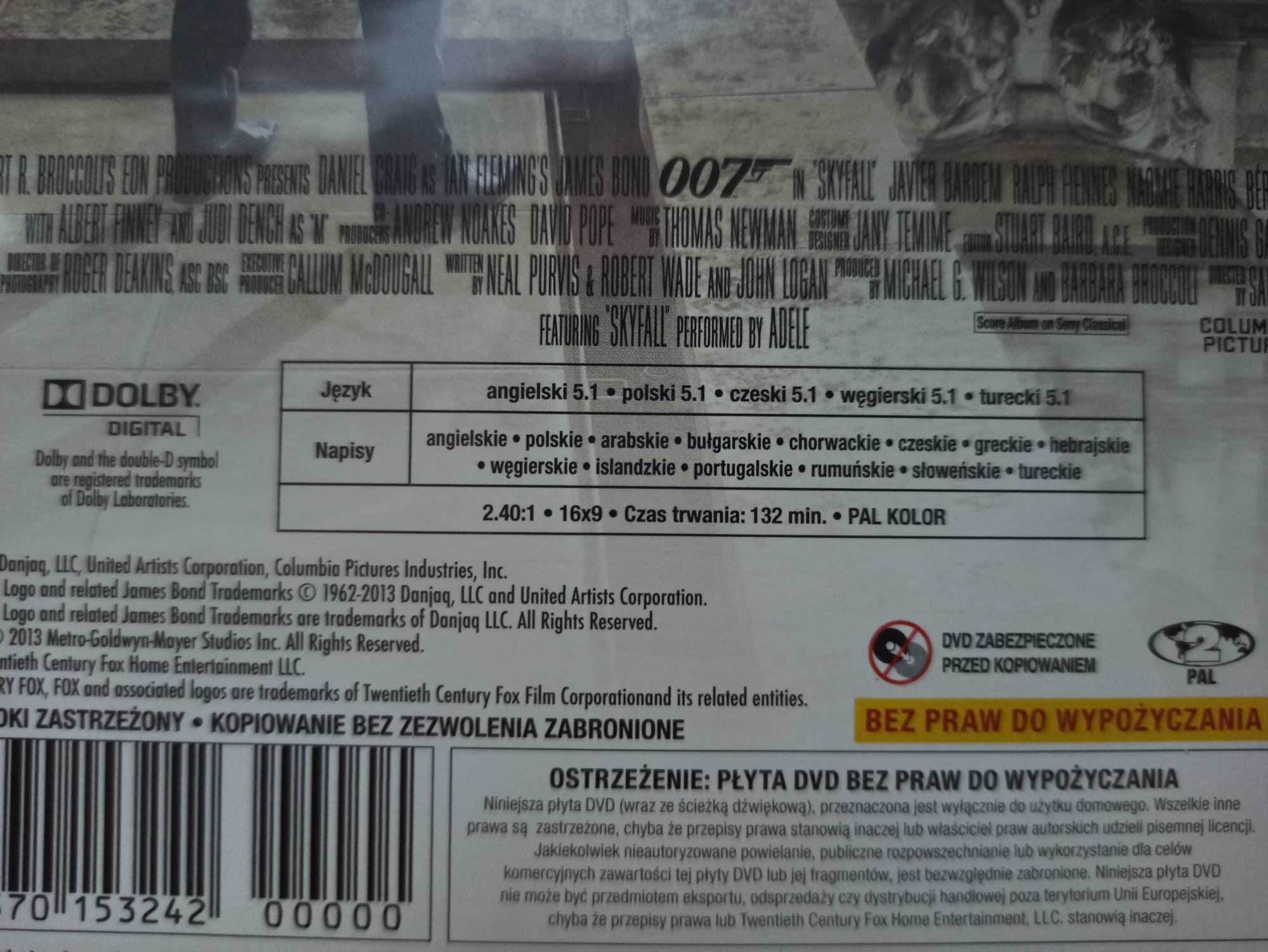 "SKYFALL" 007 James Bond - film DVD, Daniel Craig