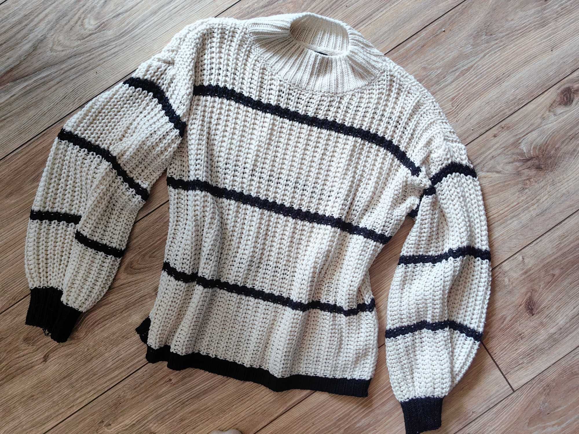 Sweterek Shein pasy vintage S ściągacz oldschool