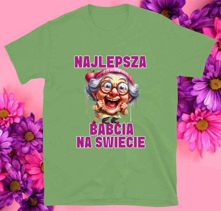 PREZENT DLA BABCI, Dzień Babci, Koszulka z nadrukiem, Koszulka PREZENT