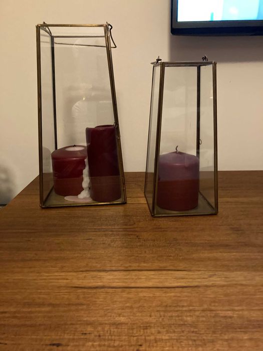 Jarra em Cristal e Castiçais e lanternas para velas