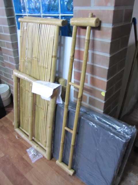 Ławka Ogrodowa 2 osobowa sofa Bambus z poduszkami na siedzisko VIDA