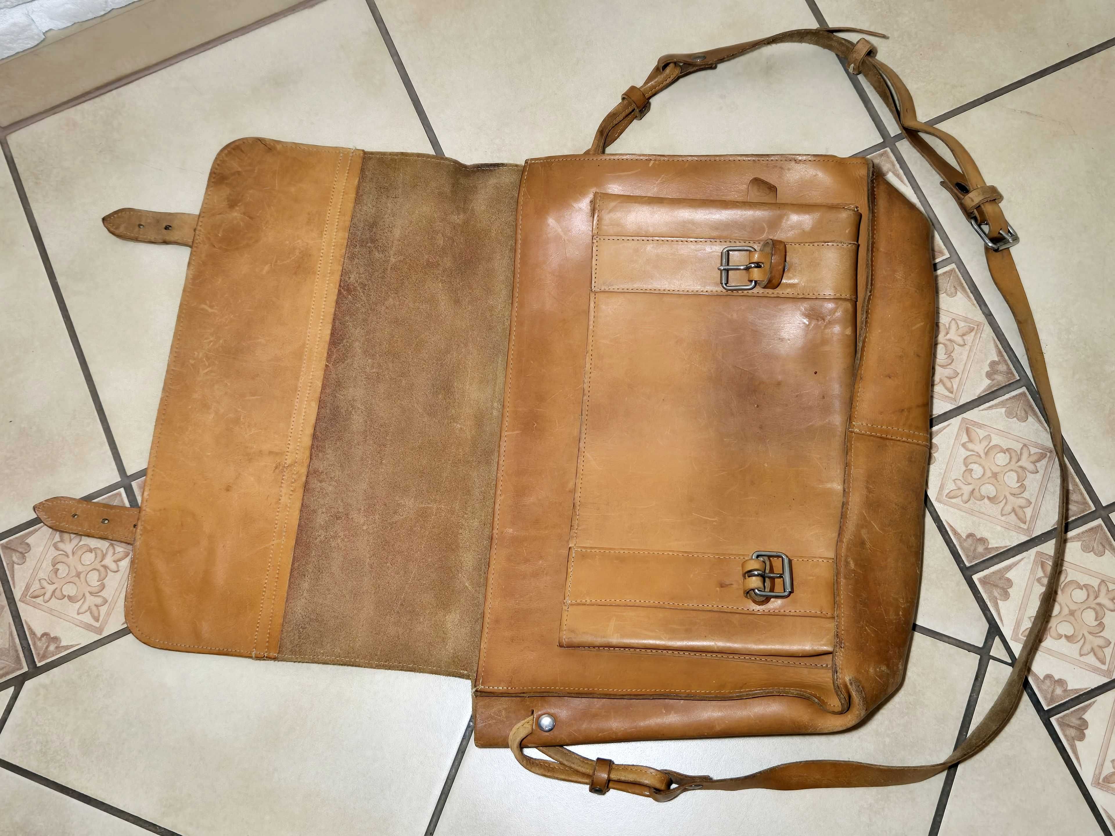 Torba z prawdziwej skóry na ramię na laptop na narzędzia