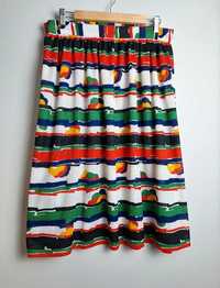 Wielobarwna spódnica midi w kolorowe wzory rozmiar M/L