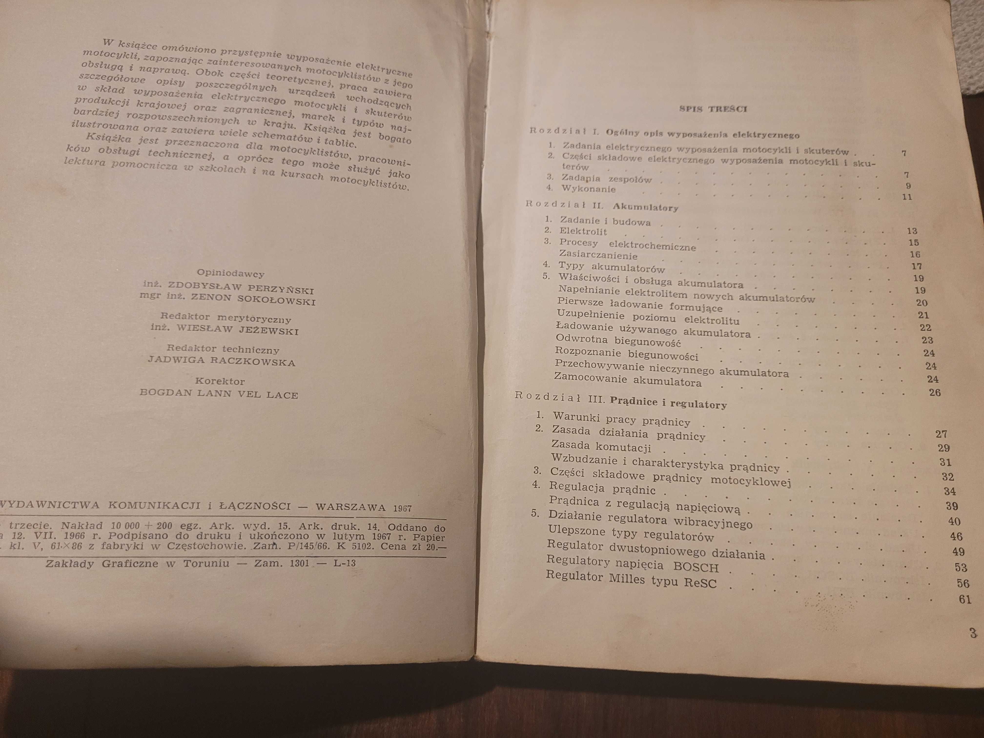 Elektryczne wyposażenie motocykli i skuterów Z.Popławski 1967