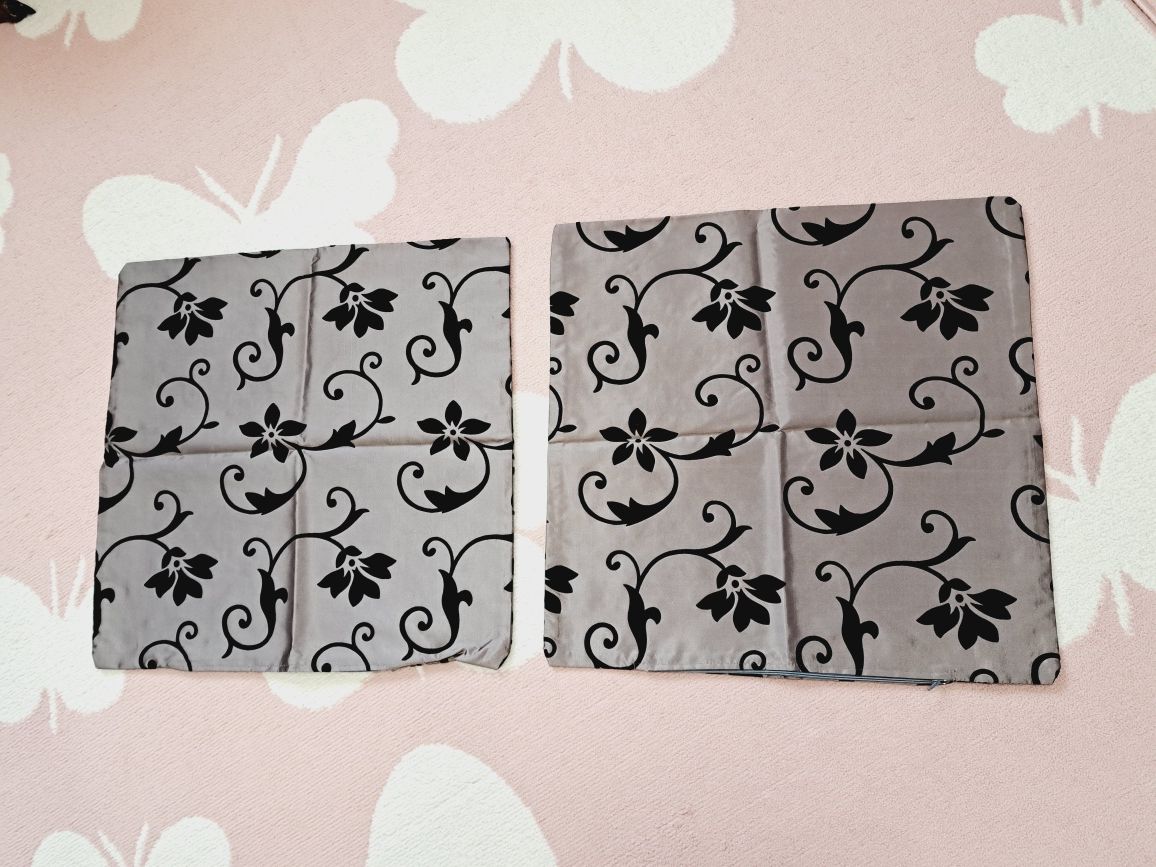 Nowe bez metki 2 szt. poszewki dekoracyjne 50x50cm szara w czarny wzór