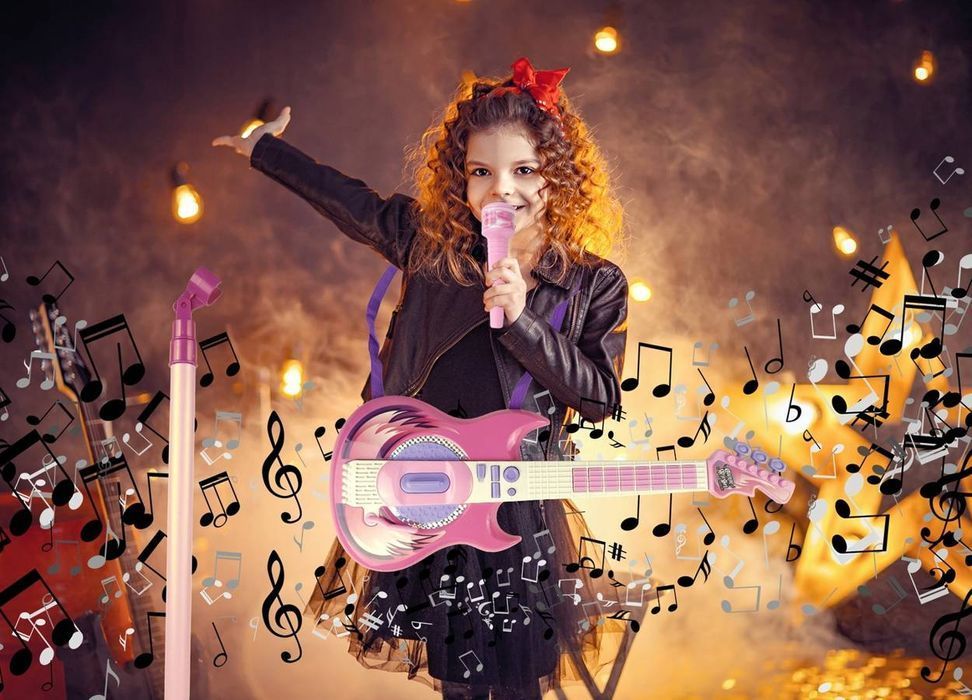 Gitara Elektryczna Rockowa+ Mikrofon Na Statywie