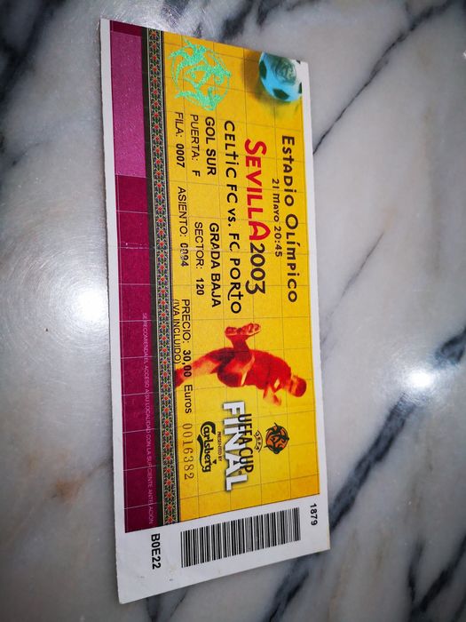 Bilhete Final Taça UEFA 2003 - FC Porto X Celtic Glasgow