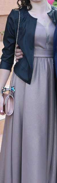 Długa brokatowa suknia -brąz