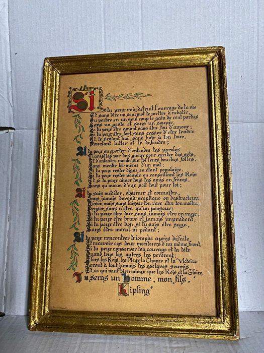 Quadro antigo com poema