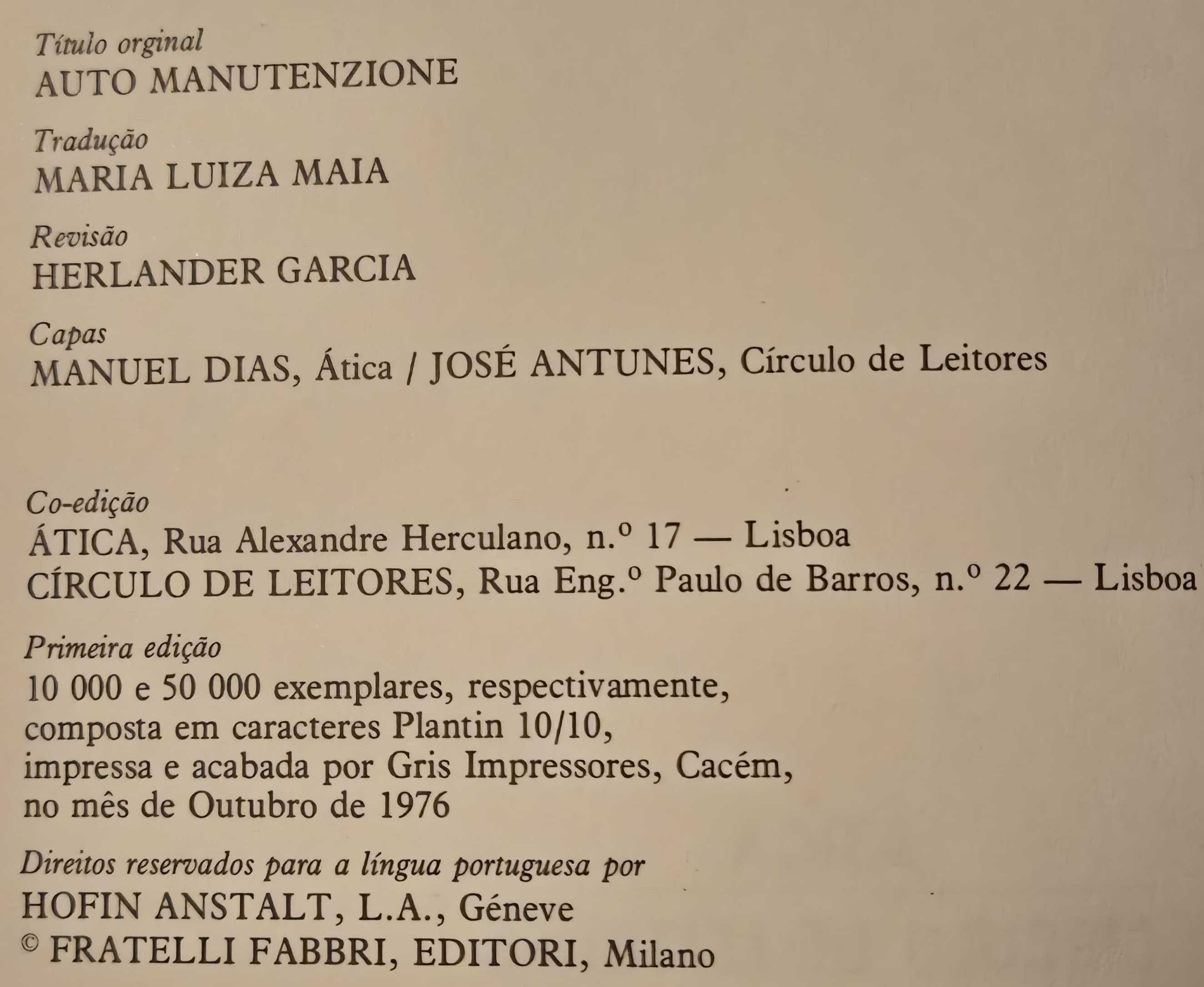 Livro "A manutenção do automóvel" de Giancarlo Cesco e Guido di Pietro