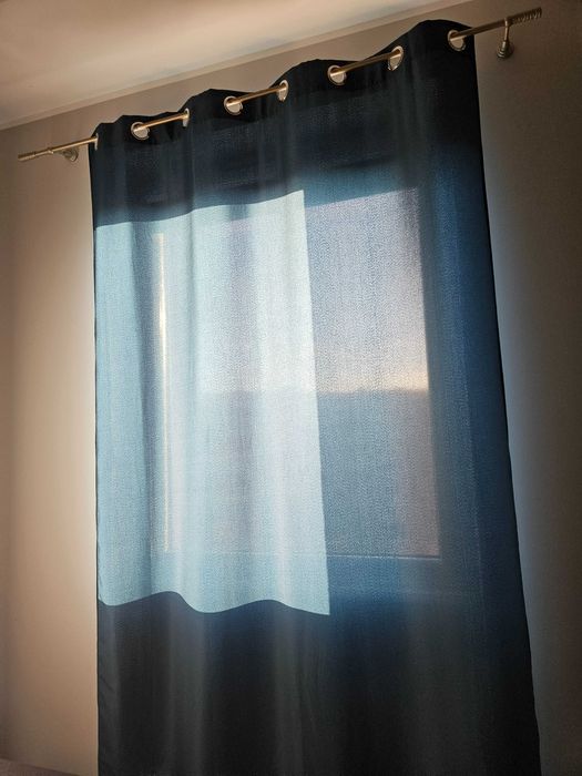 Zasłona 2 sztuki na okno szmaragd morskie 140 x 250 cm przelotki