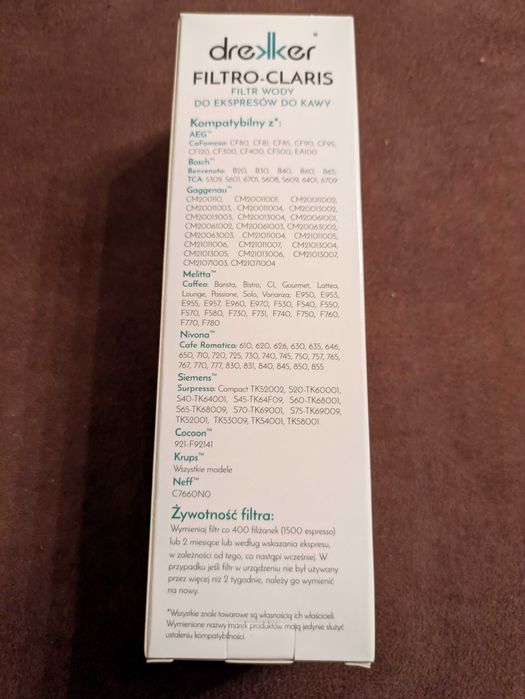 Filtr do ekspresów Bosch Nivona Krupa Siemens do kawy do Wody Drekker