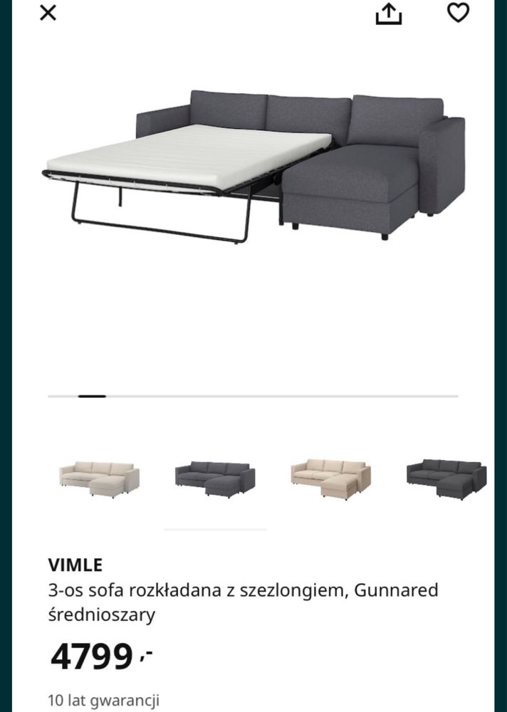 Vimle narożnik z funkcja spania