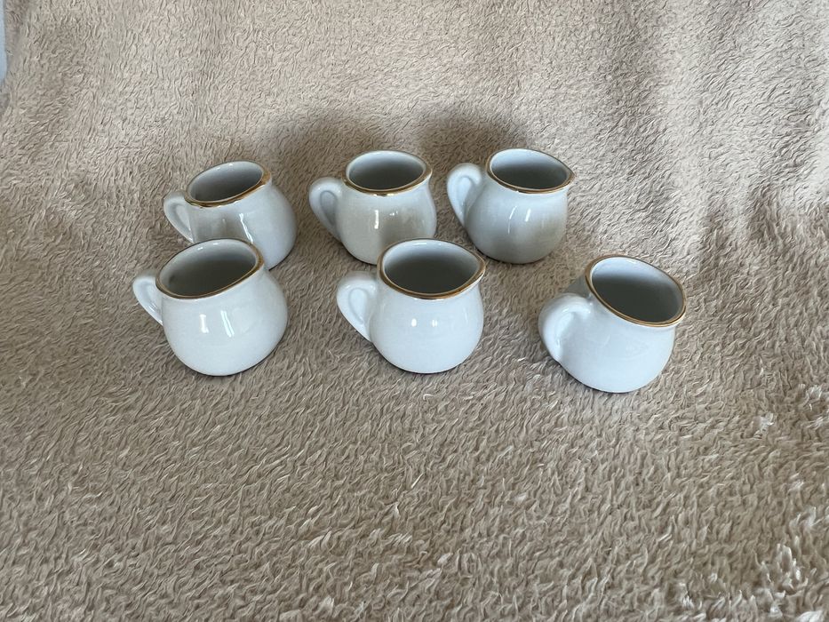 Retro mini mleczniki PRL – zestaw 6 sztuk, vintage