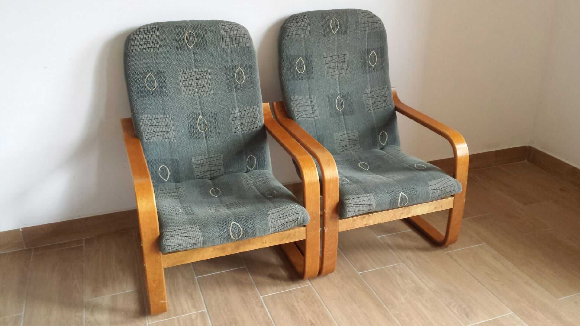 Fotel jak ikea poang, drewno tkanina, zdejmowane pokrycie, 2 sztuki