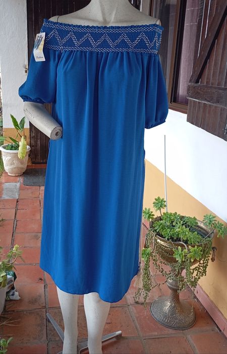 Vestido azulão com cinto