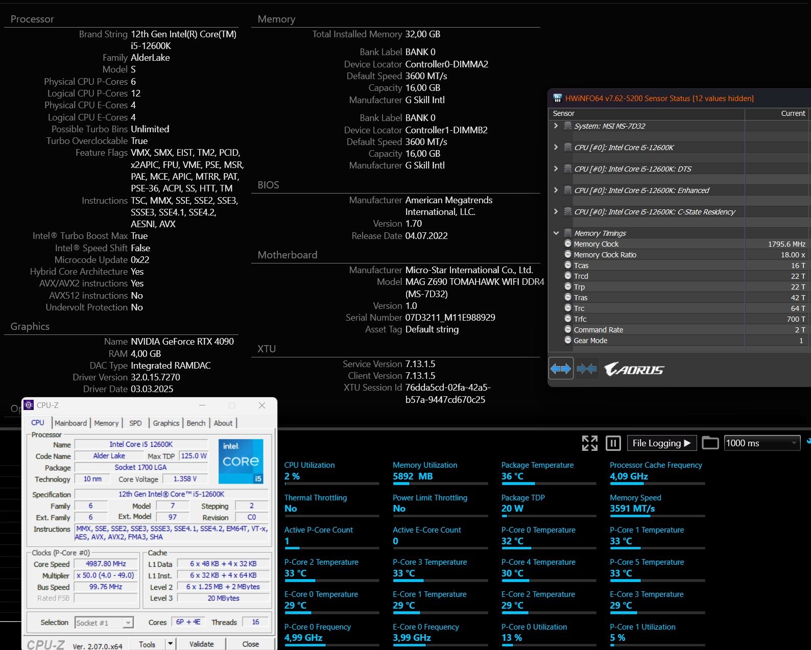 i5 12600k + MSI Z690 Tomahawk + 32GB DDR4 4000 mhz - stan bdb + gwar