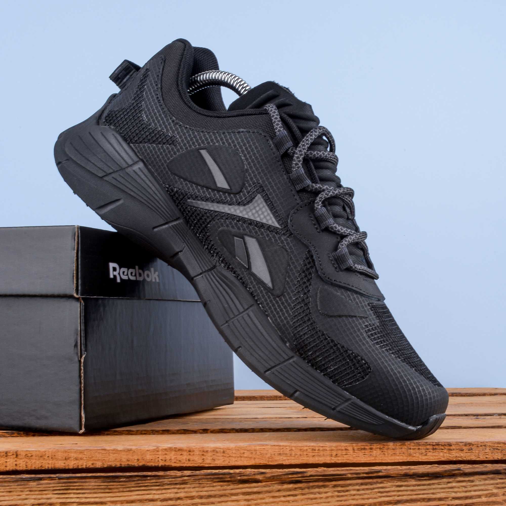 (1960) Чоловічі Кросівки Reebok Zig Kinetica повністю чорні (41-46)