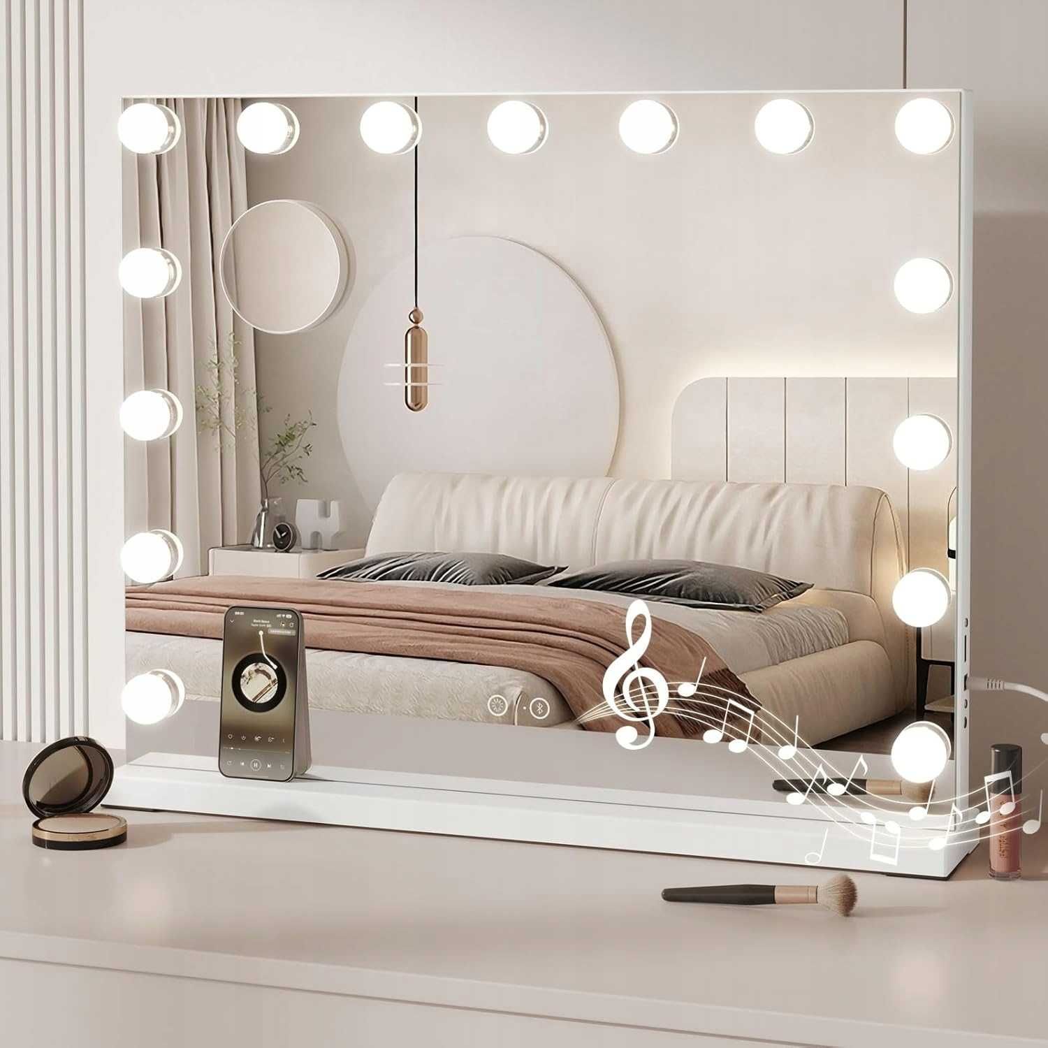 Lustro Hollywood LED 58x46 z głośnikiem Bluetooth Dripex