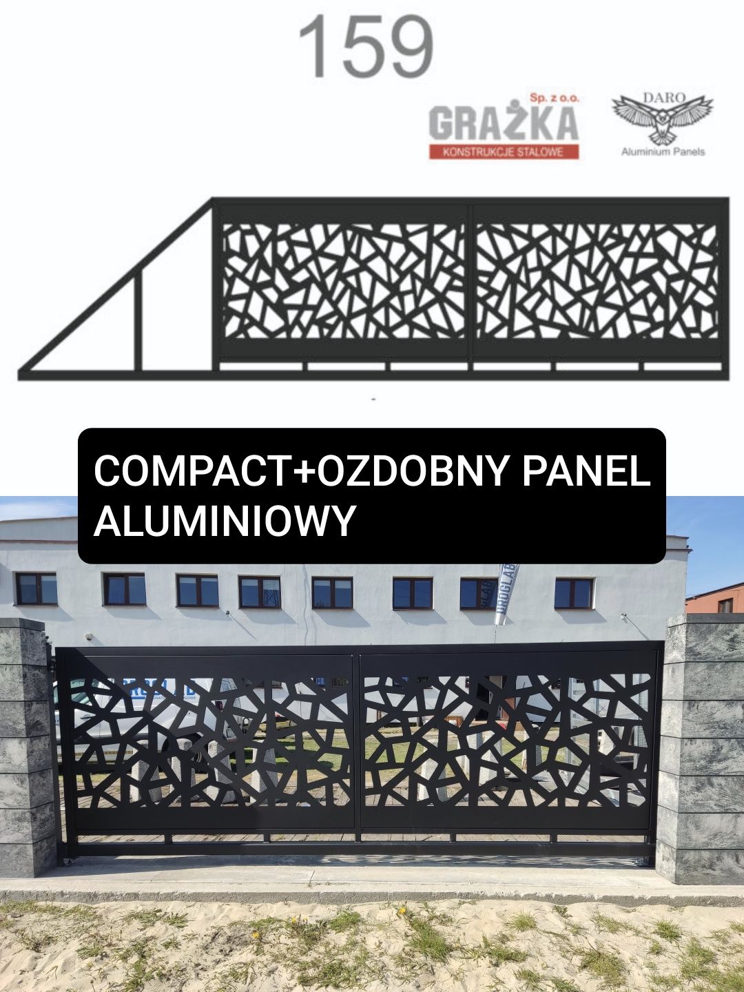 Brama przesuwna COMPACT rama straż 4m, Ocynk ogniowy, do 7,5m światło