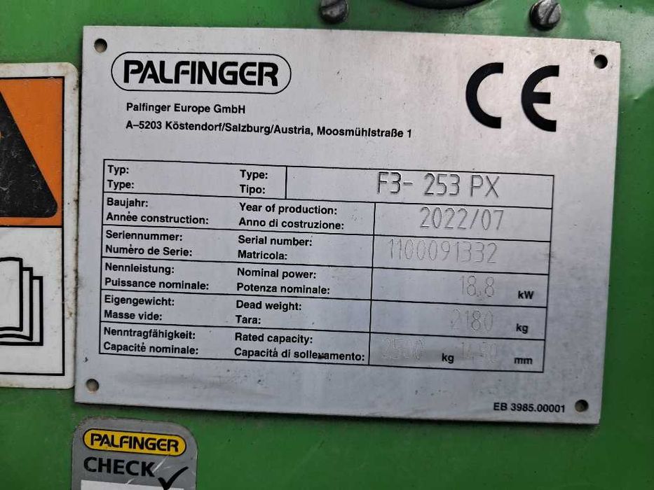Wózek widłowy podwieszany PALFINGER F3-253 PX – 2022 poleasingowy