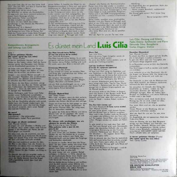 Luís Cília - - - - - Es Dürstet Mein Land - - Memória - - - - - LP