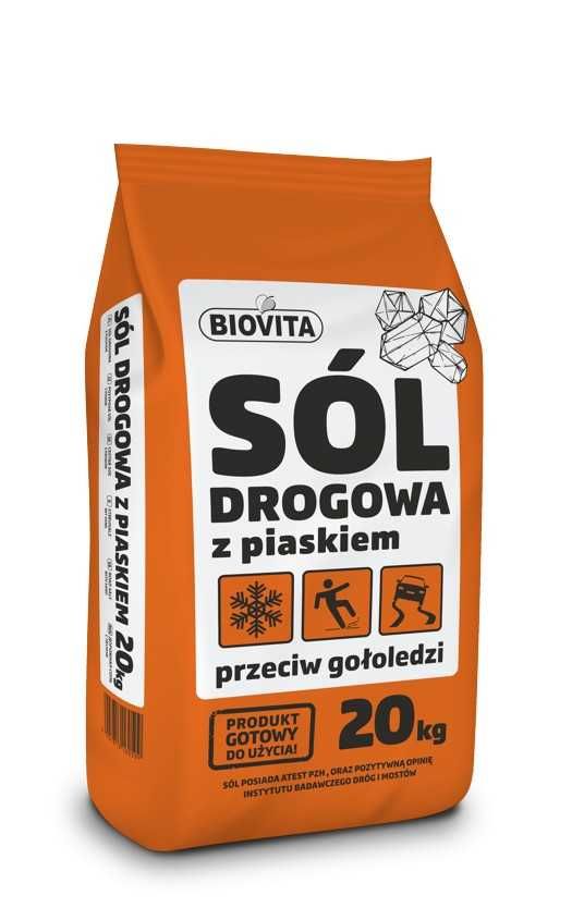 Sól DROGOWA przeciwko gołoledzi z piaskiem posypka antypoślizgowa