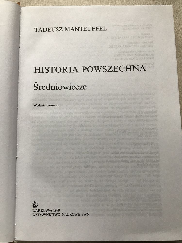 Ksiazka Historia powszechna Sredniowiecze  Tadeusz Manteuffel