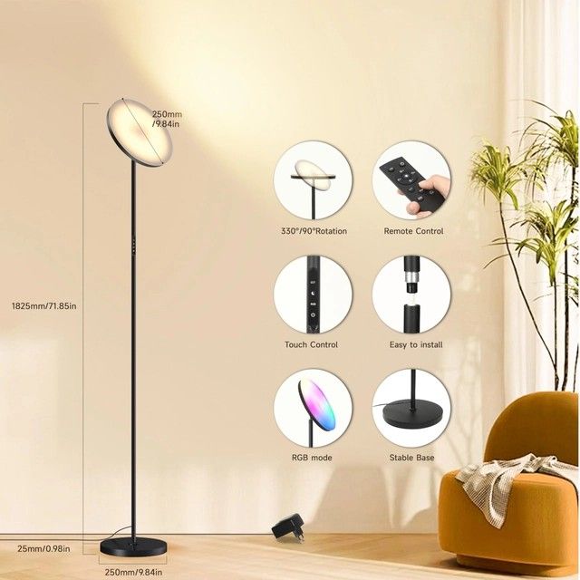 OTREN Lampa  Podłogowa LED RGB Z Pilotem Do Salonu Sypialni Biura